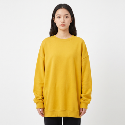 Women's Oversized Fleece Sweatshirt Crew-Neck Long-Sleeve Pullover Top