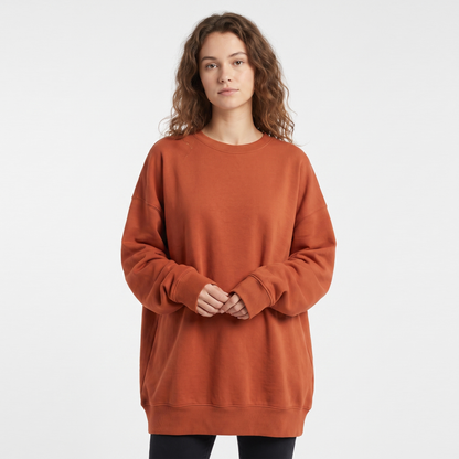 Women's Oversized Fleece Sweatshirt Crew-Neck Long-Sleeve Pullover Top