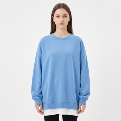 Women's Oversized Fleece Sweatshirt Crew-Neck Long-Sleeve Pullover Top