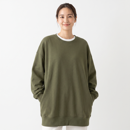 Women's Oversized Fleece Sweatshirt Crew-Neck Long-Sleeve Pullover Top