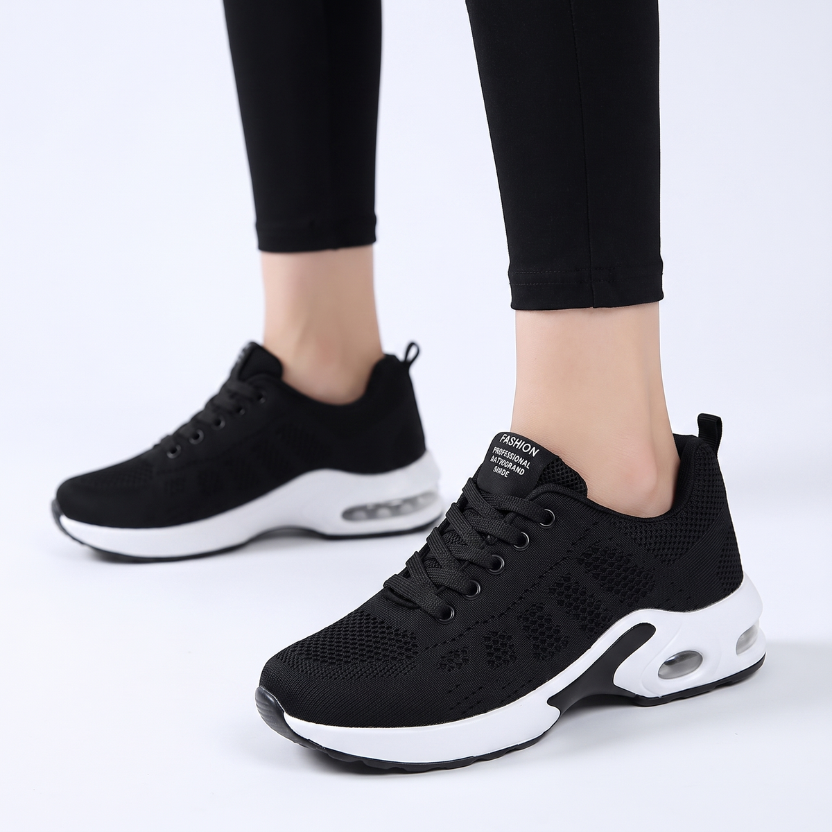Women's Air Cushion Running Breathable Mesh Lace-Up Sport Autumn Sneakers