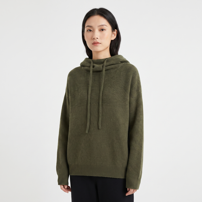 Women's Oversized Knit Hoodie Drawstring Hooded Pullover Winter Sweater