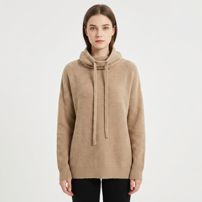 Women's Oversized Knit Hoodie Drawstring Hooded Pullover Winter Sweater