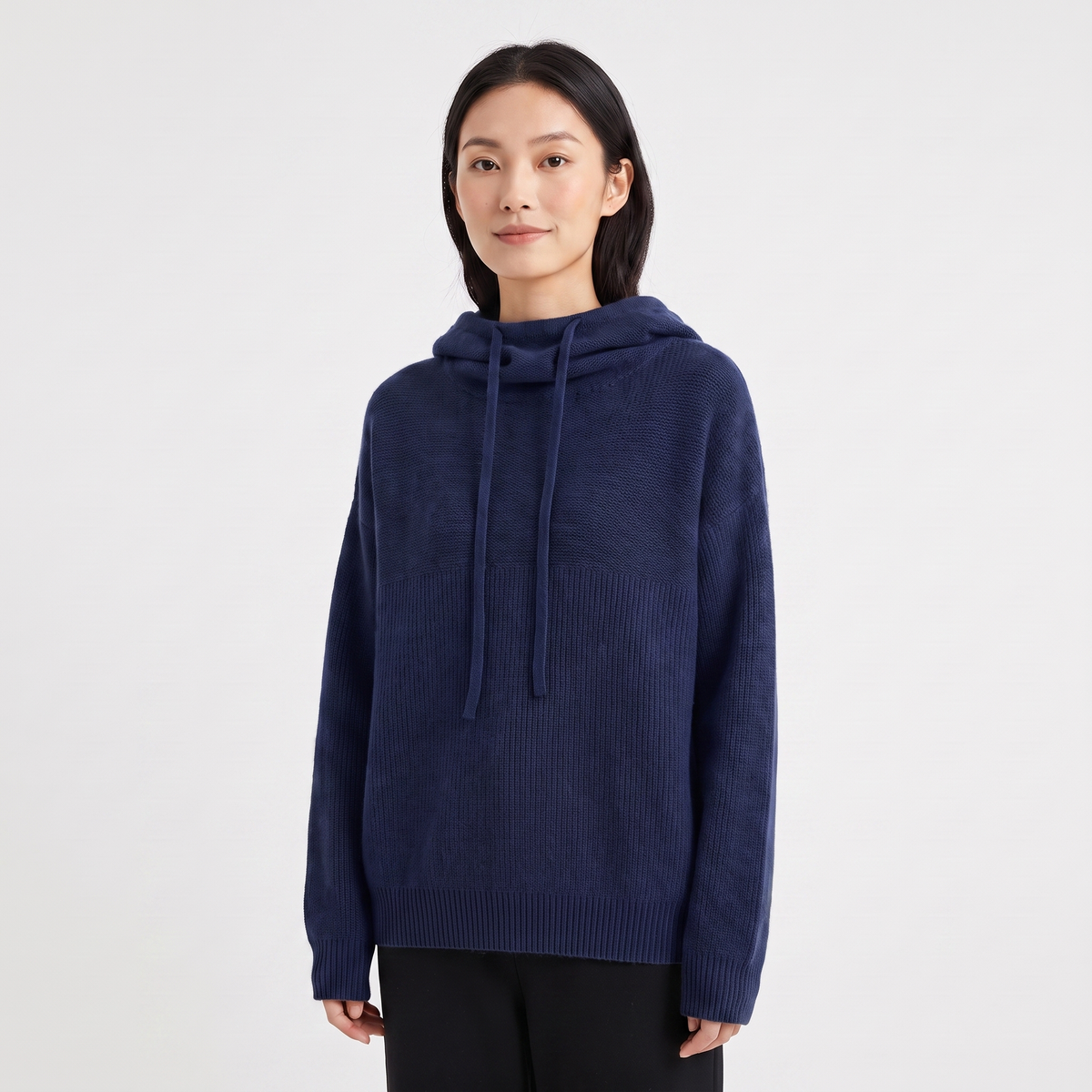 Women's Oversized Knit Hoodie Drawstring Hooded Pullover Winter Sweater