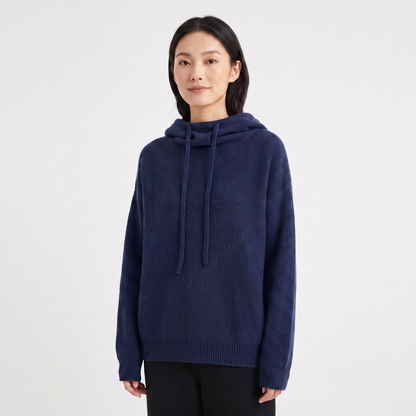 Women's Oversized Knit Hoodie Drawstring Hooded Pullover Winter Sweater