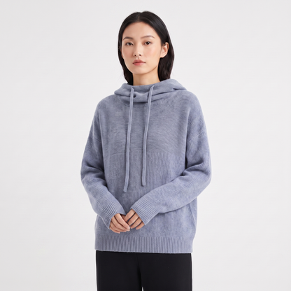 Women's Oversized Knit Hoodie Drawstring Hooded Pullover Winter Sweater