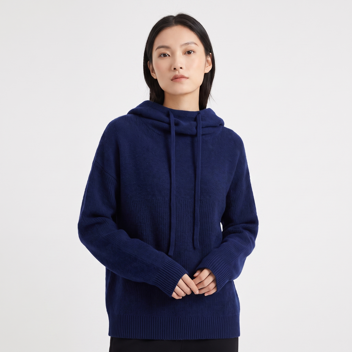 Women's Oversized Knit Hoodie Drawstring Hooded Pullover Winter Sweater