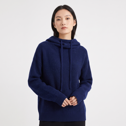 Women's Oversized Knit Hoodie Drawstring Hooded Pullover Winter Sweater
