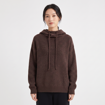Women's Oversized Knit Hoodie Drawstring Hooded Pullover Winter Sweater