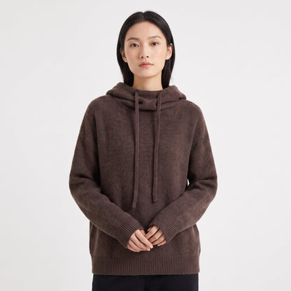 Women's Oversized Knit Hoodie Drawstring Hooded Pullover Winter Sweater