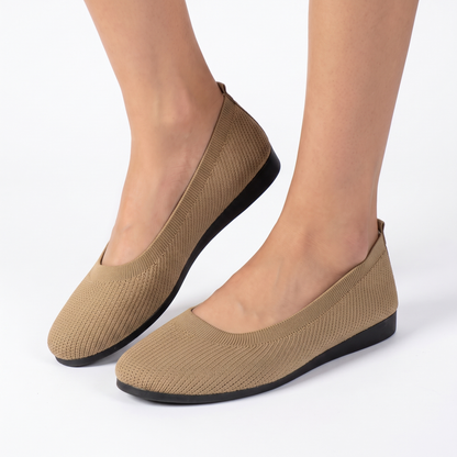 Women's Knit Ballet Flats Slip-On Comfort Flat Winter Shoes Breathable
