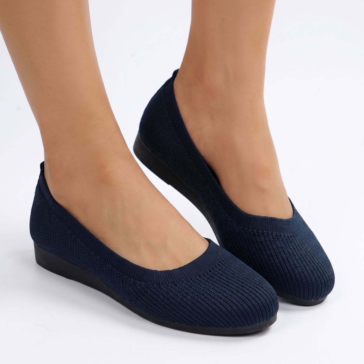 Women's Knit Ballet Flats Slip-On Comfort Flat Winter Shoes Breathable
