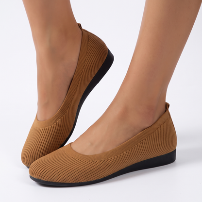 Women's Knit Ballet Flats Slip-On Comfort Flat Winter Shoes Breathable