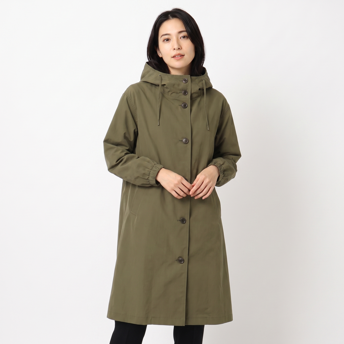 Women's Oversized Hooded Trench Coat Button Front Longline Jacket