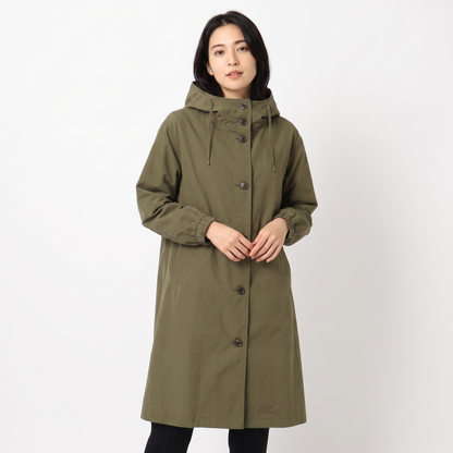 Women's Oversized Hooded Trench Coat Button Front Longline Jacket