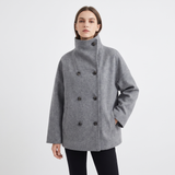 Seven-Button Short Coat-Gray