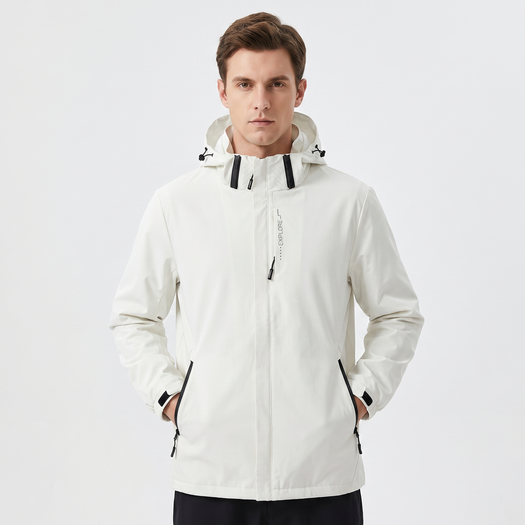 Unisex Waterproof Hooded Outdoor Jacket Windproof Zip-Up Hiking Rain Coat