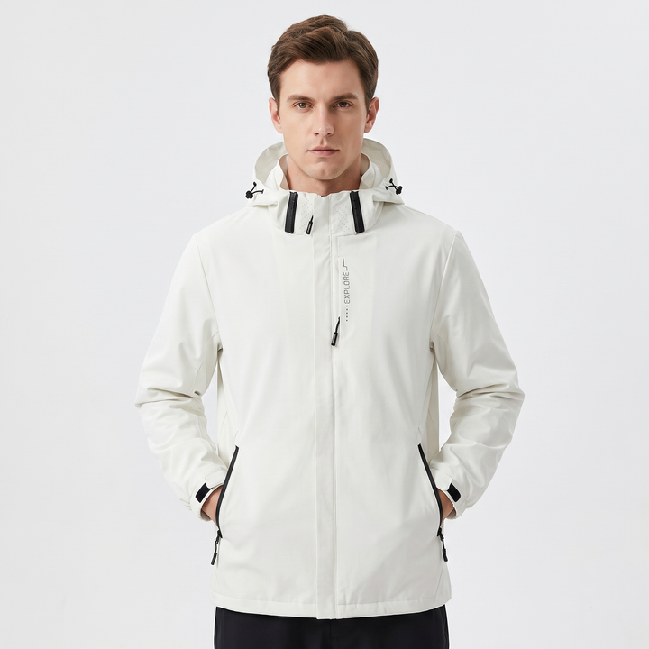 Unisex Waterproof Hooded Outdoor Jacket Windproof Zip-Up Hiking Rain Coat