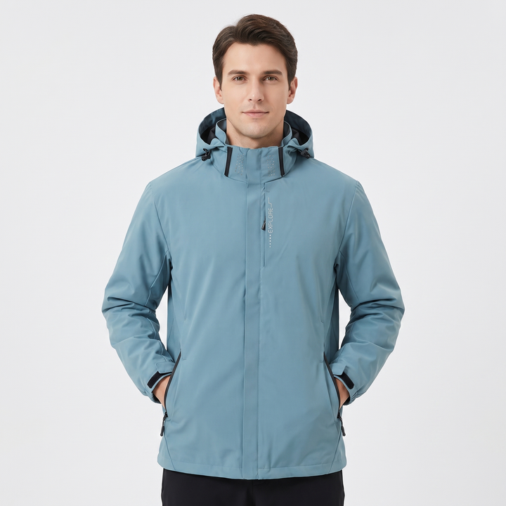 Unisex Waterproof Hooded Outdoor Jacket Windproof Zip-Up Hiking Rain Coat