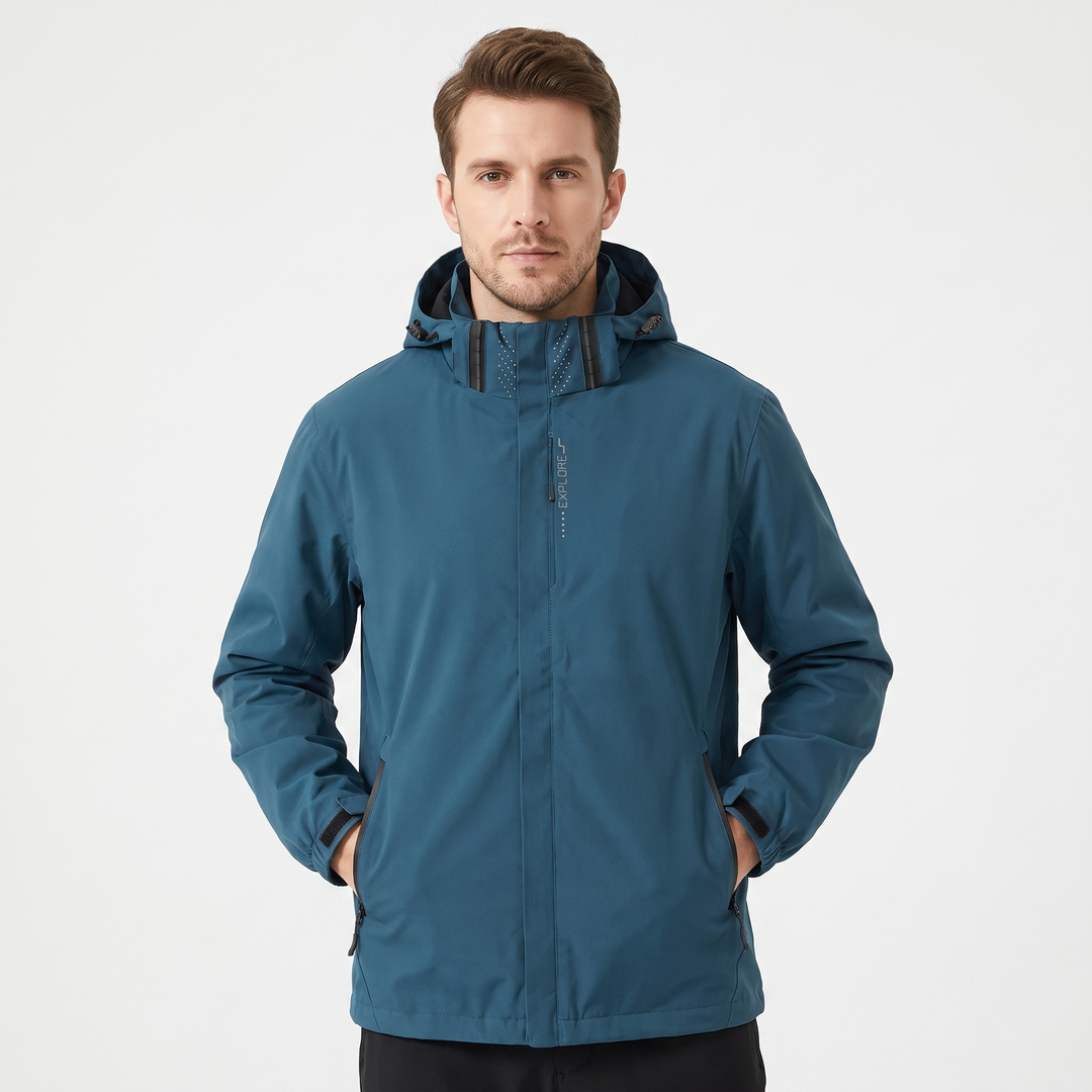 Unisex Waterproof Hooded Outdoor Jacket Windproof Zip-Up Hiking Rain Coat