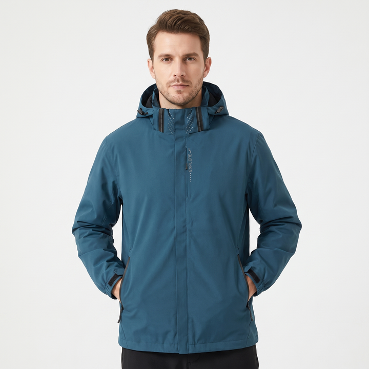 Unisex Waterproof Hooded Outdoor Jacket Windproof Zip-Up Hiking Rain Coat