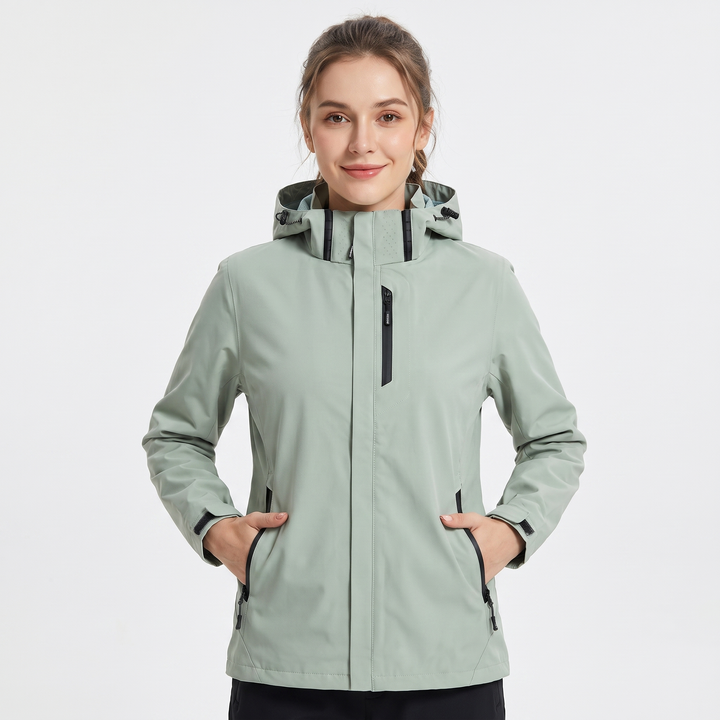 Unisex Waterproof Hooded Outdoor Jacket Windproof Zip-Up Hiking Rain Coat