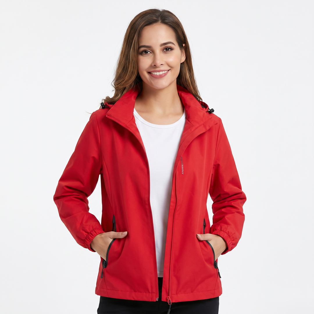 Unisex Waterproof Hooded Outdoor Jacket Windproof Zip-Up Hiking Rain Coat