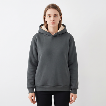 Unisex Fleece Lined Winter Hoodie Thick Lambswool Warm Pullover