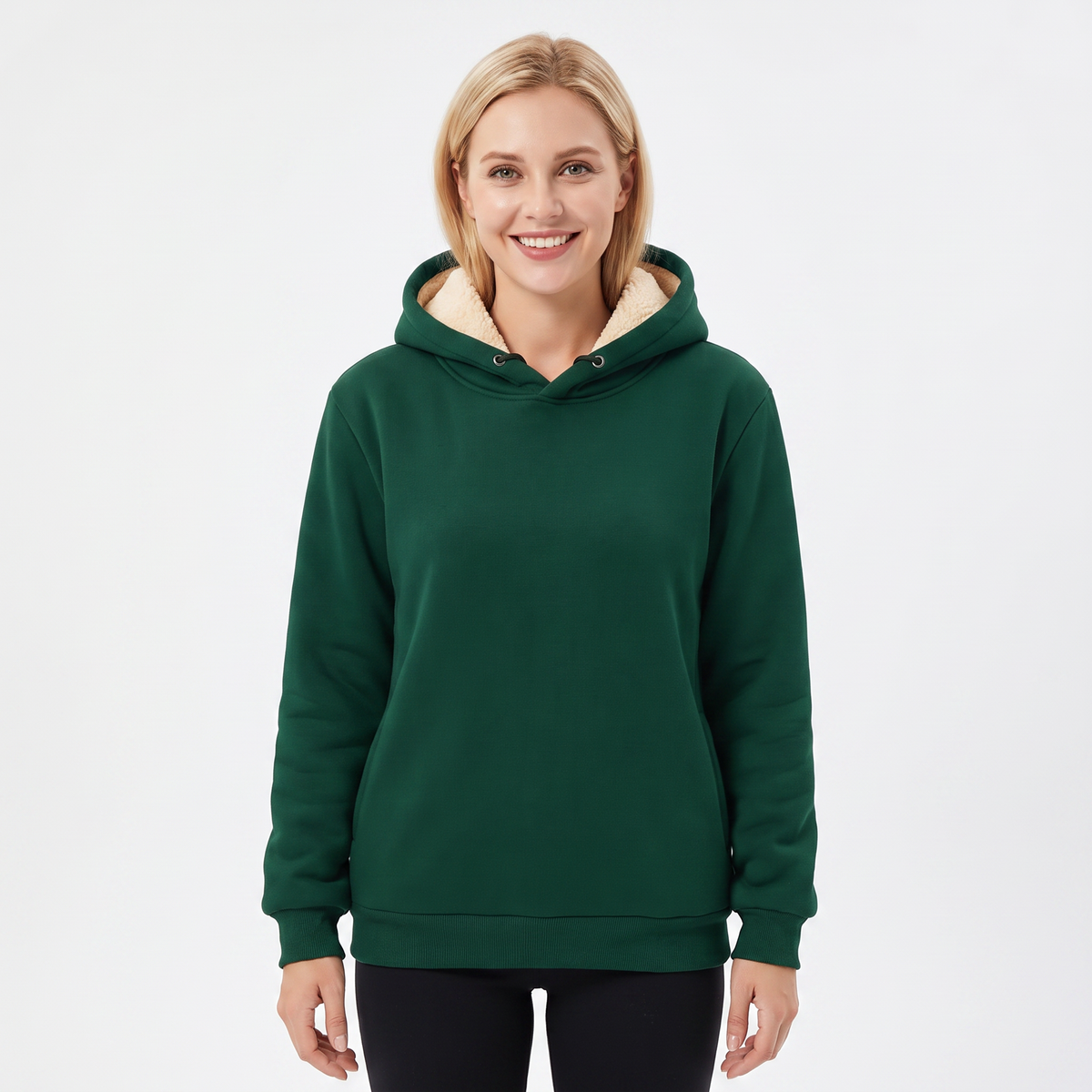 Unisex Fleece Lined Winter Hoodie Thick Lambswool Warm Pullover