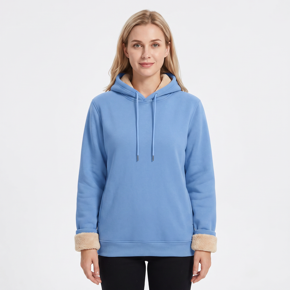Unisex Fleece Lined Winter Hoodie Thick Lambswool Warm Pullover