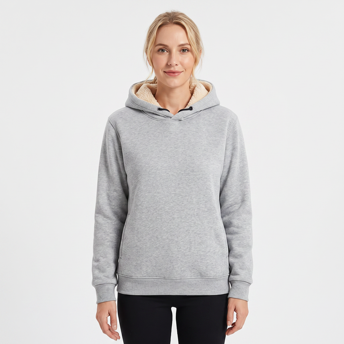 Unisex Fleece Lined Winter Hoodie Thick Lambswool Warm Pullover