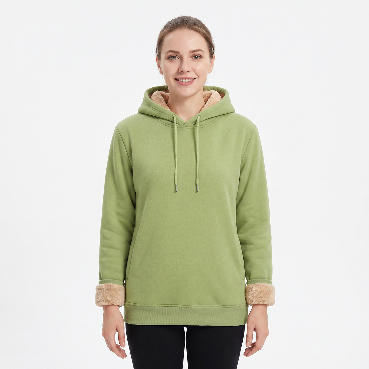 Unisex Fleece Lined Winter Hoodie Thick Lambswool Warm Pullover