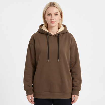 Unisex Fleece Lined Winter Hoodie Thick Lambswool Warm Pullover