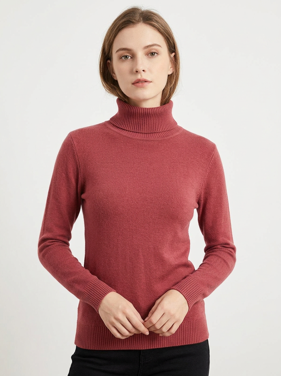 Women's Turtleneck Winter Sweater Soft Knit Long-Sleeve Slim-Fit
