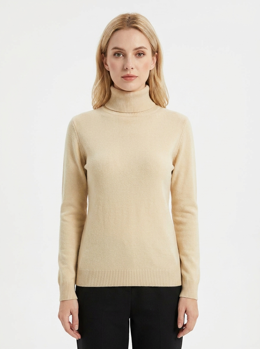 Women's Turtleneck Winter Sweater Soft Knit Long-Sleeve Slim-Fit
