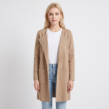 Women's Longline Open Front Cardigan Knit Coat With Pockets