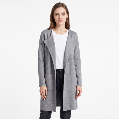 Women's Longline Open Front Cardigan Knit Coat With Pockets