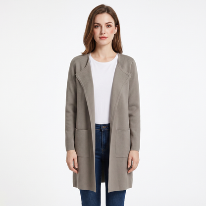 Women's Longline Open Front Cardigan Knit Coat With Pockets