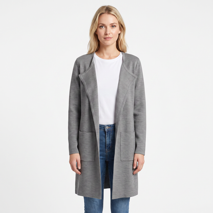 Women's Longline Open Front Cardigan Knit Coat With Pockets