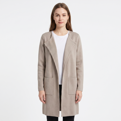 Women's Longline Open Front Cardigan Knit Coat With Pockets