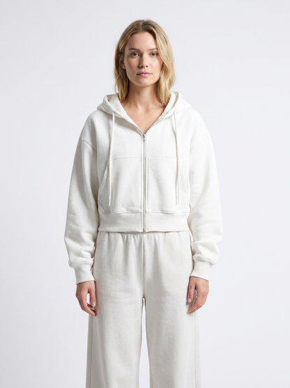 Women's Zip-Up Hoodie Cropped Oversized Fleece Winter Sweatshirt