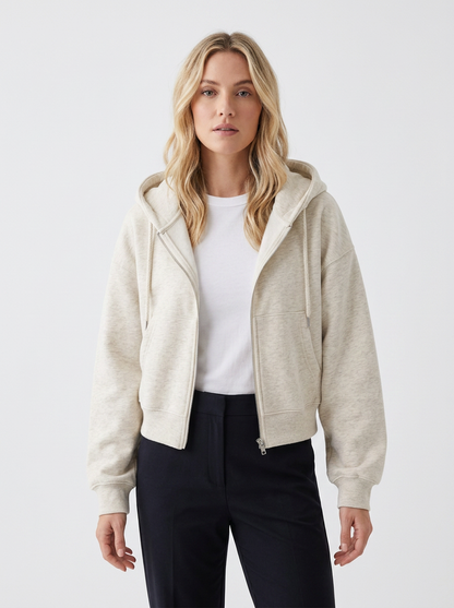 Women's Zip-Up Hoodie Cropped Oversized Fleece Winter Sweatshirt