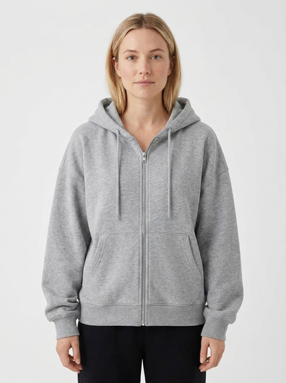 Women's Zip-Up Hoodie Cropped Oversized Fleece Winter Sweatshirt