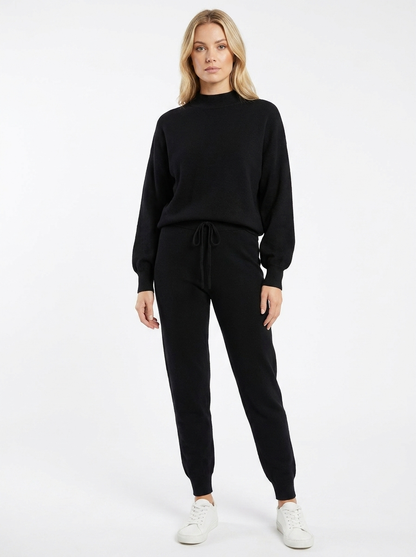 Women's Two-Piece Lounge Set Balloon Sleeve Top Drawstring Pants