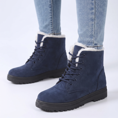 Women's Fur Lined Snow Lace-Up Suede Ankle Winter Boots