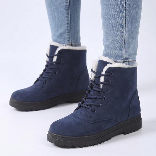 Women's Fur Lined Snow Lace-Up Suede Ankle Winter Boots