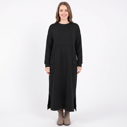 Women's Maxi Hoodie Long-Sleeve Fleece Sweatshirt Winter Dress