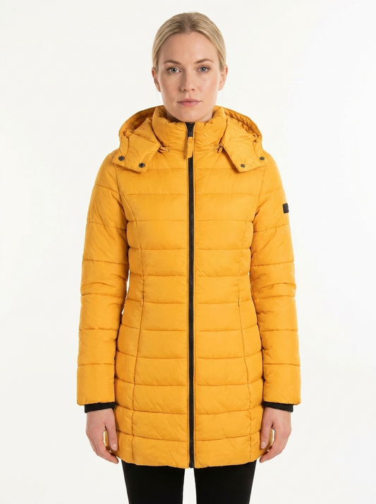 Women's Puffer Jacket Hooded Quilted Mid-Length Winter Autumn Coat