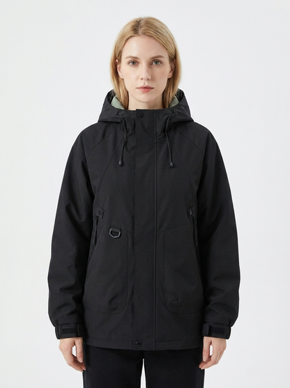 Women's Windbreaker Jacket Hooded Zip-Up Utility Outdoor Coat