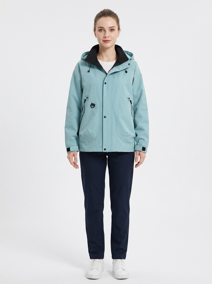 Women's Windbreaker Jacket Hooded Zip-Up Utility Outdoor Coat